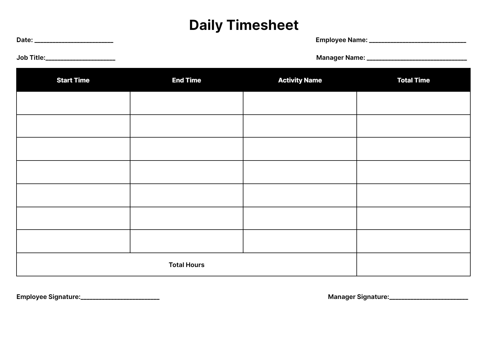 Timesheet Templates: Download Print for Free