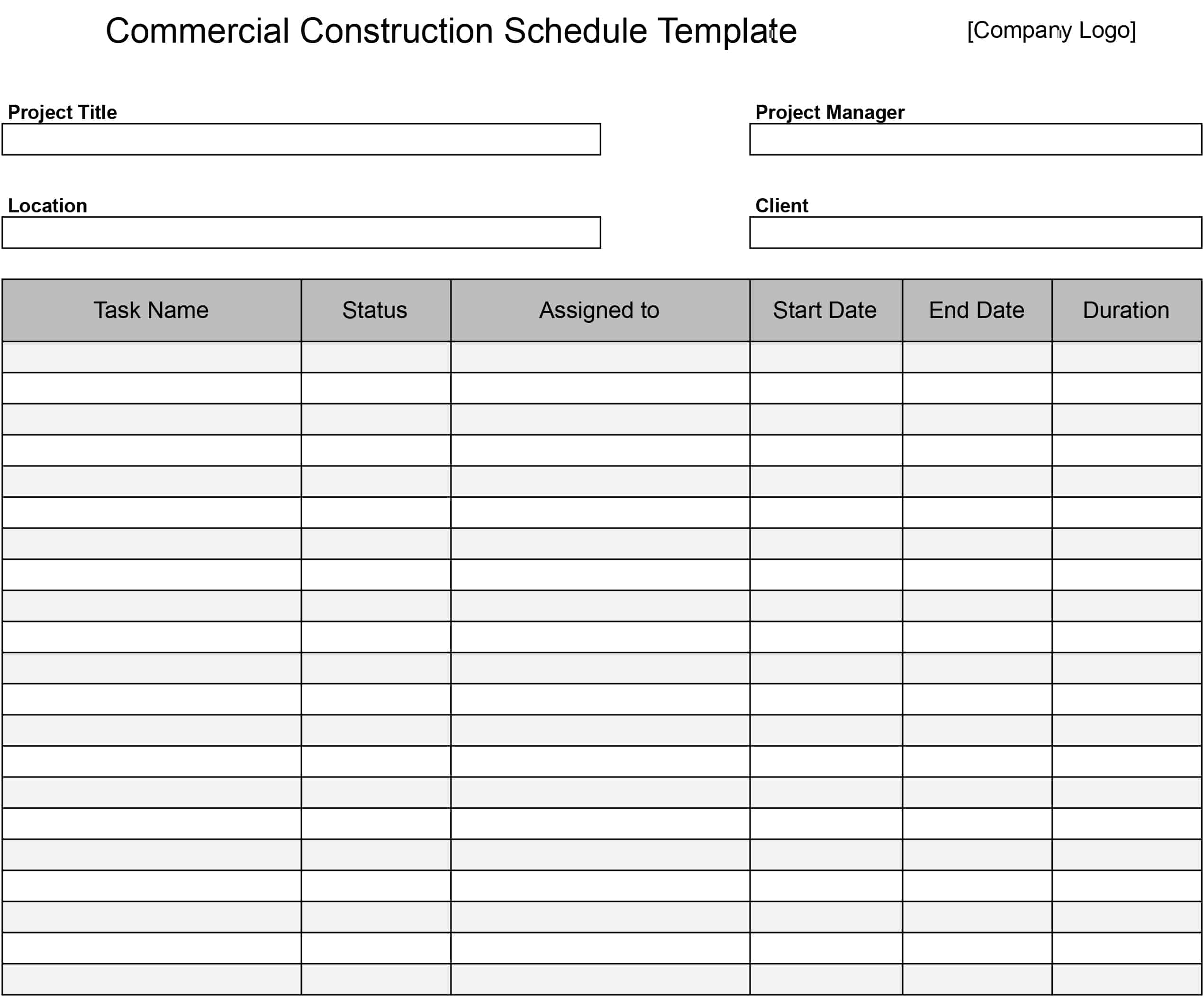 Construction Schedule Templates: Download & Print for Free!