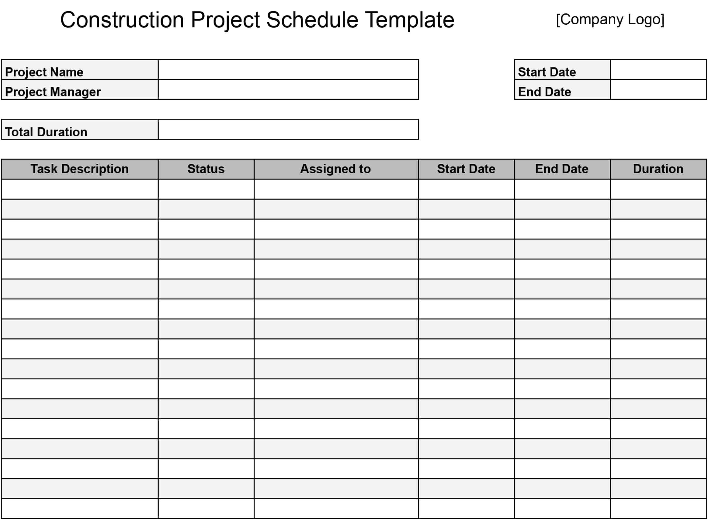 Construction Schedule Templates: Download & Print for Free!